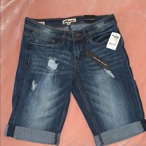 Lowrise long denim shorts